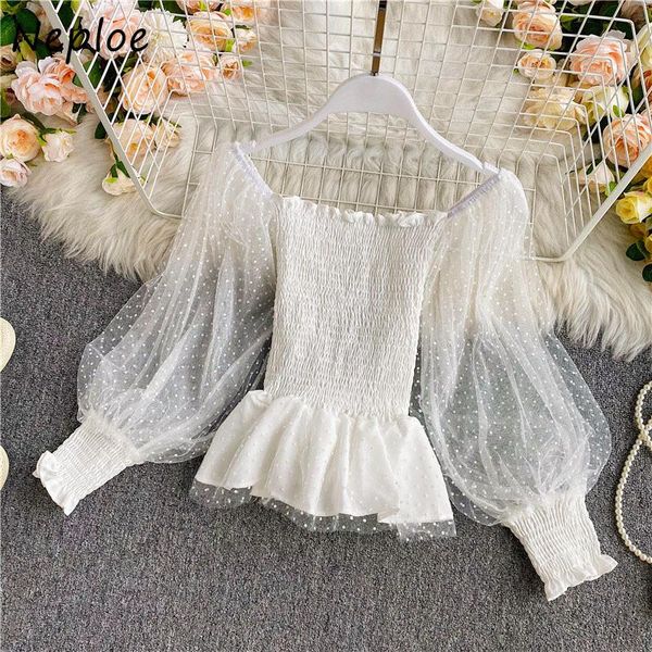women's blouses & shirts neploe fashion sweet square collar 2021 women mesh puff long sleeve patchwork female dot print blusas mujer, White
women's blouses & shirts neploe fashion sweet square collar 2021 women mesh puff long sleeve patchwork female dot print blusas mujer, White