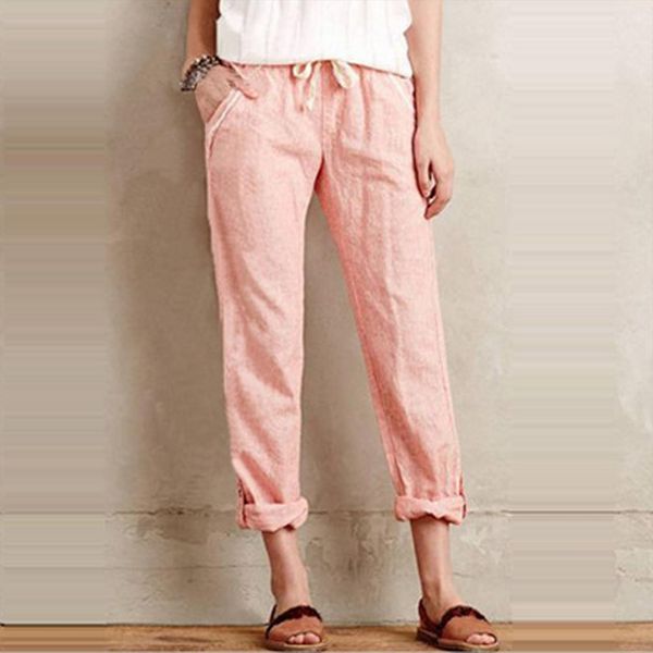 fashion casual drawstring solid color women capris cotton and hemp loose thin trousers for female, Black;white
fashion casual drawstring solid color women capris cotton and hemp loose thin trousers for female, Black;white