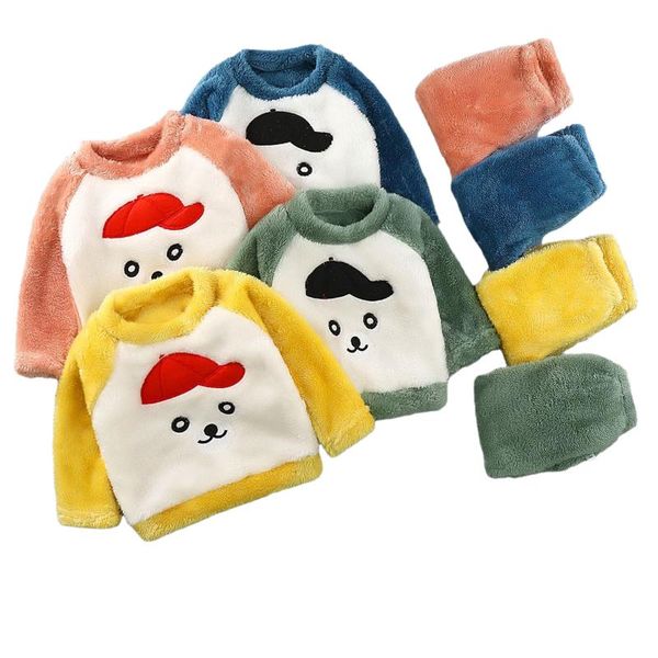 pajamas soft children's suit casual sleepwear boys girls autumn winter plush jacket 2pcs set kids coral fleece pyjamas homewear, Blue;red
pajamas soft children's suit casual sleepwear boys girls autumn winter plush jacket 2pcs set kids coral fleece pyjamas homewear, Blue;red