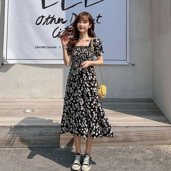 summer korean version small daisy big size dress cover belly show thin foreign style chiffon square neck, Black;gray
summer korean version small daisy big size dress cover belly show thin foreign style chiffon square neck, Black;gray