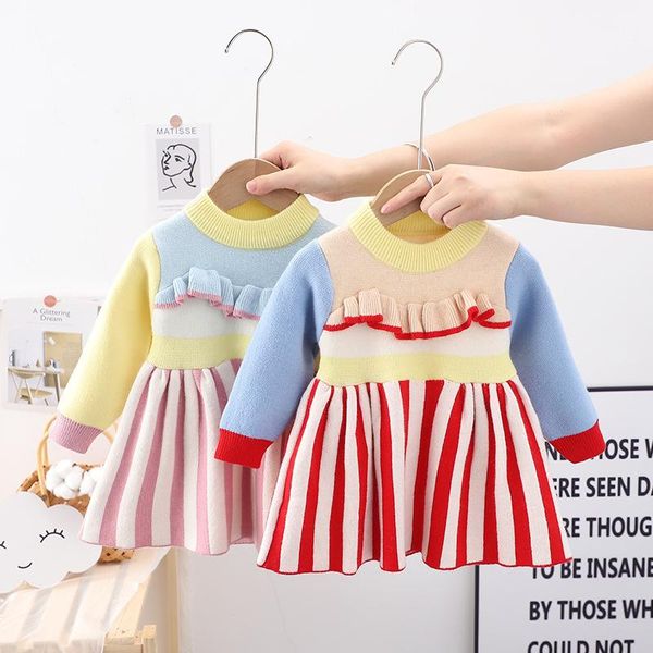 girl's dresses autumn winter children girls long sleeve ruffles rainbow striped knitwear pleated casual kids princess cute dress vestid, Red;yellow
girl's dresses autumn winter children girls long sleeve ruffles rainbow striped knitwear pleated casual kids princess cute dress vestid, Red;yellow