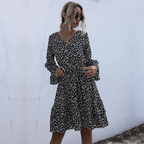 dresses holiday casual wind long sleeve v-neck floral women printed beach dress, Black;gray
dresses holiday casual wind long sleeve v-neck floral women printed beach dress, Black;gray