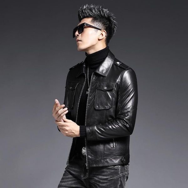 business mens sheepskin genuine leather slim fit motorcycle bikers natural jacket male short coat men's & faux, Black
business mens sheepskin genuine leather slim fit motorcycle bikers natural jacket male short coat men's & faux, Black