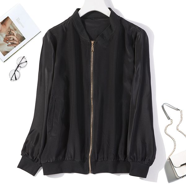 coat women's 100% pure silk thin type stand collar zip up black with pocktets bomber jackets coat jn534, Black;brown
coat women's 100% pure silk thin type stand collar zip up black with pocktets bomber jackets coat jn534, Black;brown