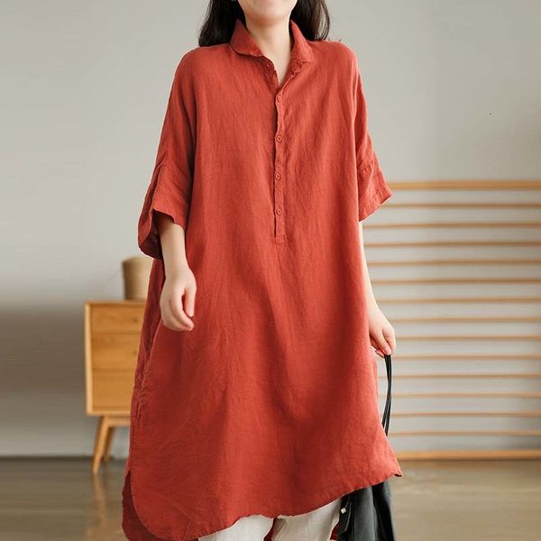 women's blouses & shirts women vintage linen long solid color turn-down collar short sleeve 2021 summer new chinese style loose n9, White
women's blouses & shirts women vintage linen long solid color turn-down collar short sleeve 2021 summer new chinese style loose n9, White