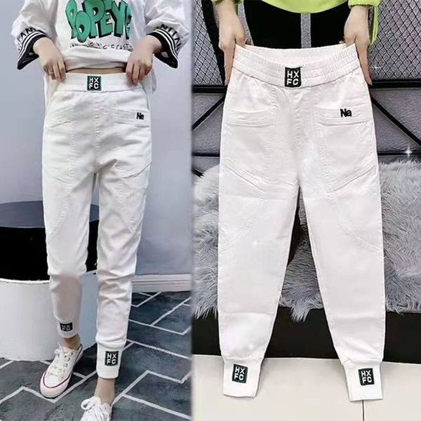 white casual pants women's spring and summer new high waist loose slim nine point harlan pants washed cotton denim, Black;white
white casual pants women's spring and summer new high waist loose slim nine point harlan pants washed cotton denim, Black;white