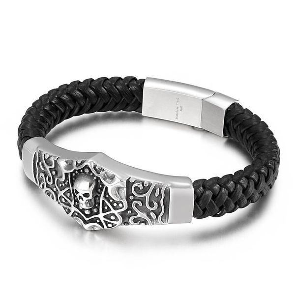 charm bracelets black braid leather with evil skull bracelet men fashion mens jewelry, Golden;silver
charm bracelets black braid leather with evil skull bracelet men fashion mens jewelry, Golden;silver