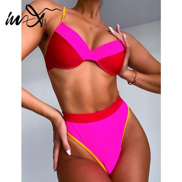 in-x high waist pink red bikini 2021 push up swimsuit female underwire swimwear women splicing swim suit bathing swimming women's, White;black
in-x high waist pink red bikini 2021 push up swimsuit female underwire swimwear women splicing swim suit bathing swimming women's, White;black