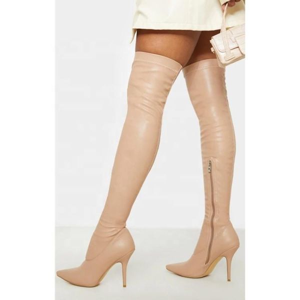 boots skintight stretch pu upper women over knee high solid pointed toe thigh side zip for big size 43, Black
boots skintight stretch pu upper women over knee high solid pointed toe thigh side zip for big size 43, Black