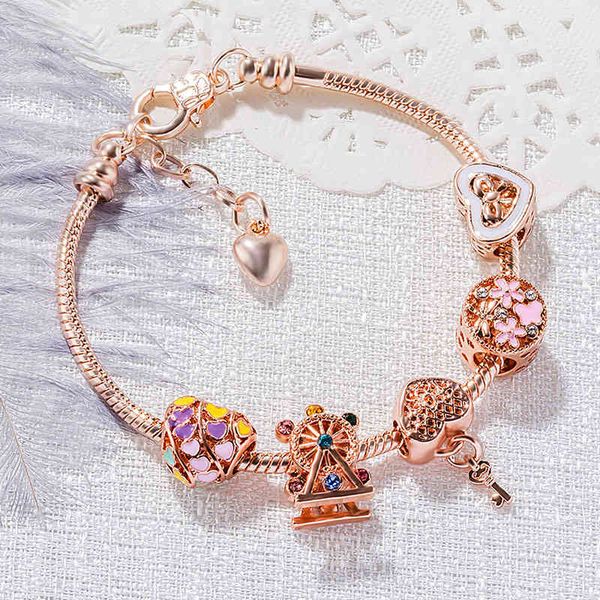 rose gold rainbow peach heart beads diy bracelet female love hollow bead key pendant pandora-style february 14 gift, Golden;silver
rose gold rainbow peach heart beads diy bracelet female love hollow bead key pendant pandora-style february 14 gift, Golden;silver