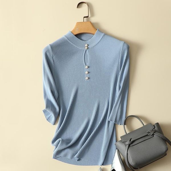 women's t-shirt knitted elastic women t-shirts summer design beaded hollow out slim office lady elegant pulls tees, White
women's t-shirt knitted elastic women t-shirts summer design beaded hollow out slim office lady elegant pulls tees, White