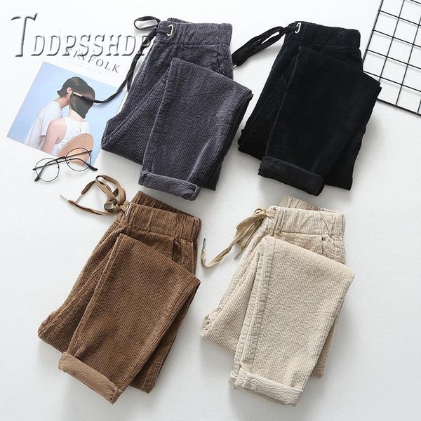 women's pants & capris 2021 lining with fluff corduroy women elastic waist casual female harem trousers, Black;white
women's pants & capris 2021 lining with fluff corduroy women elastic waist casual female harem trousers, Black;white