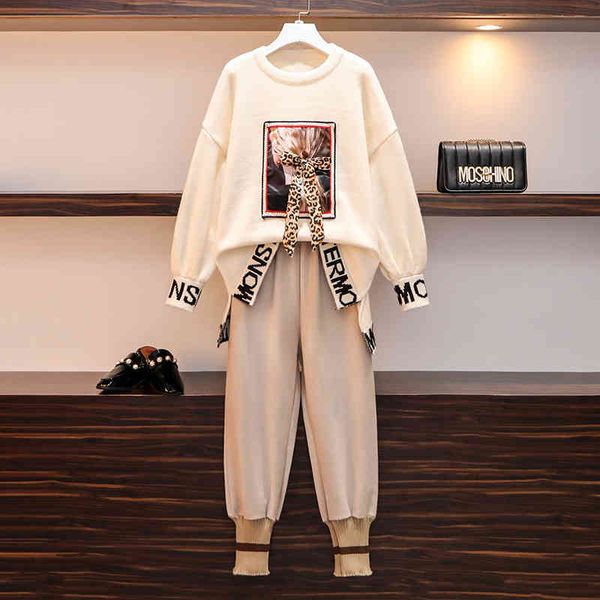 women's sweaters female 2nd piece of trouser set 2021 plus size autumn winter mesh pattern girl loose sweater and wool casual suit pant, White;black
women's sweaters female 2nd piece of trouser set 2021 plus size autumn winter mesh pattern girl loose sweater and wool casual suit pant, White;black