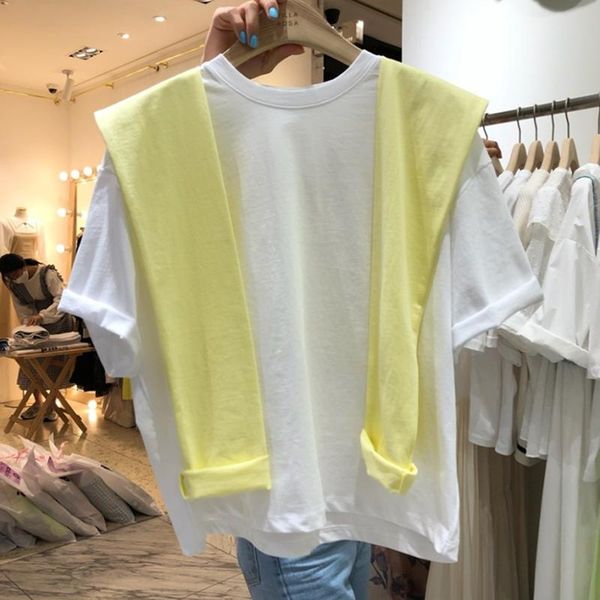 women's summer korean style contrast shawl fake two short sleeves t-shirt loose commuter female slimming shirts lh329, White
women's summer korean style contrast shawl fake two short sleeves t-shirt loose commuter female slimming shirts lh329, White