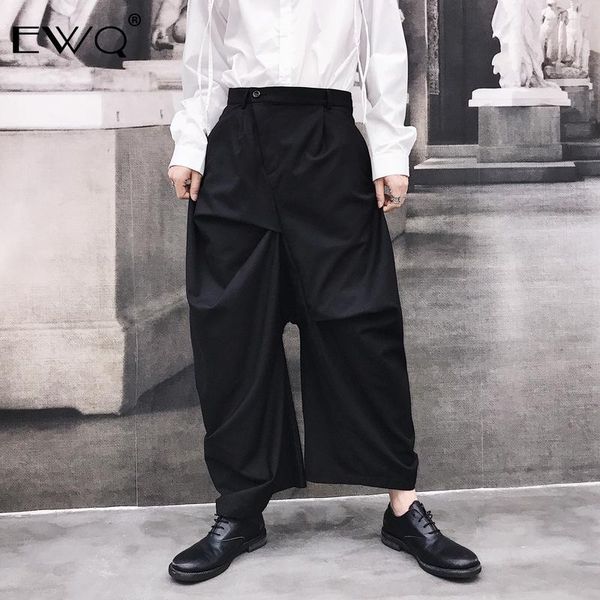 men's pants ewq / 2021 fashon autumn irregular fold loose casual wid leg ankle-length men japanese style pantalones hombre 9a188, Black
men's pants ewq / 2021 fashon autumn irregular fold loose casual wid leg ankle-length men japanese style pantalones hombre 9a188, Black