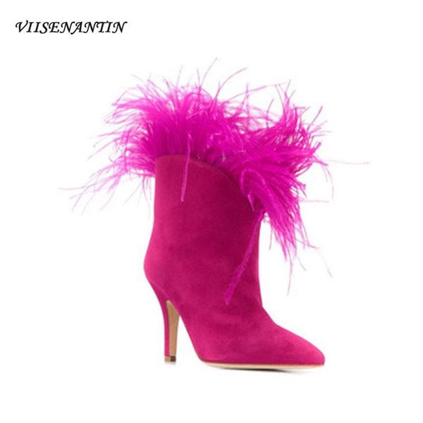 boots ostrich fur short autumn and winter fashion feather decoration pointed toe stiletto sleeve fashionable women's, Black
boots ostrich fur short autumn and winter fashion feather decoration pointed toe stiletto sleeve fashionable women's, Black