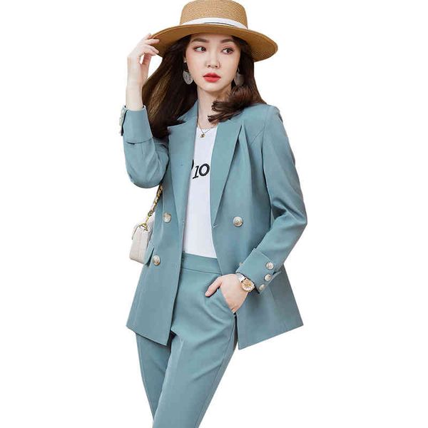 women's two piece pants korean design women fashion pant suit 2 set casual blue black double breasted blazer coat and trousers 34g1, White
women's two piece pants korean design women fashion pant suit 2 set casual blue black double breasted blazer coat and trousers 34g1, White