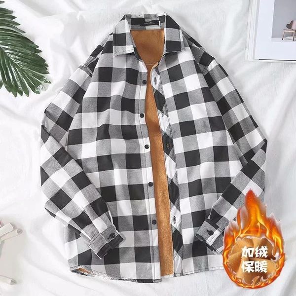 men's casual shirts 2021 autumn and winter warm plaid shirt long-sleeved korean style trendy jacket plus velvet thick for men coat, White;black
men's casual shirts 2021 autumn and winter warm plaid shirt long-sleeved korean style trendy jacket plus velvet thick for men coat, White;black