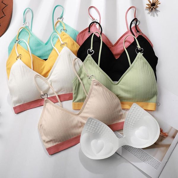 bras thin strap seamless bra cotton thread wrapped chest camisoles beauty back anti-lighting underwear 79, Red;black
bras thin strap seamless bra cotton thread wrapped chest camisoles beauty back anti-lighting underwear 79, Red;black