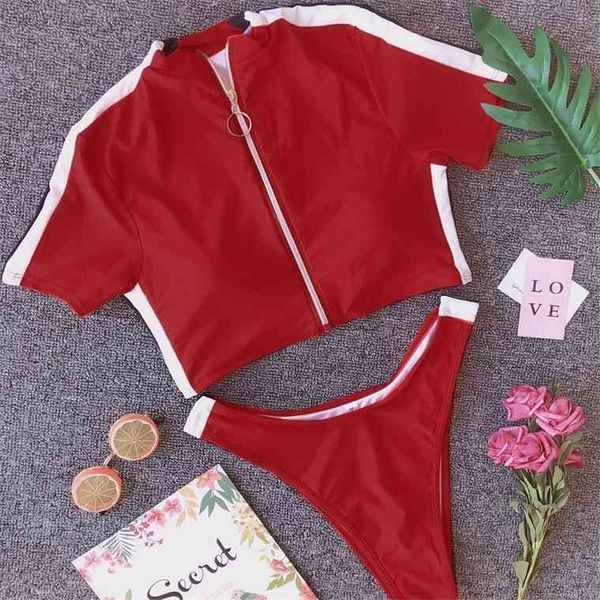 new sport short sleeve bikini 2021 female swimsuit women swimwear two pieces bikini set zipper high cut bathing suit swiming
new sport short sleeve bikini 2021 female swimsuit women swimwear two pieces bikini set zipper high cut bathing suit swiming