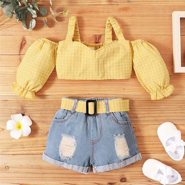 kids baby girls fashion summer 2 piece outfit set off shoulder and denim shorts for children 1 5 years, White
kids baby girls fashion summer 2 piece outfit set off shoulder and denim shorts for children 1 5 years, White