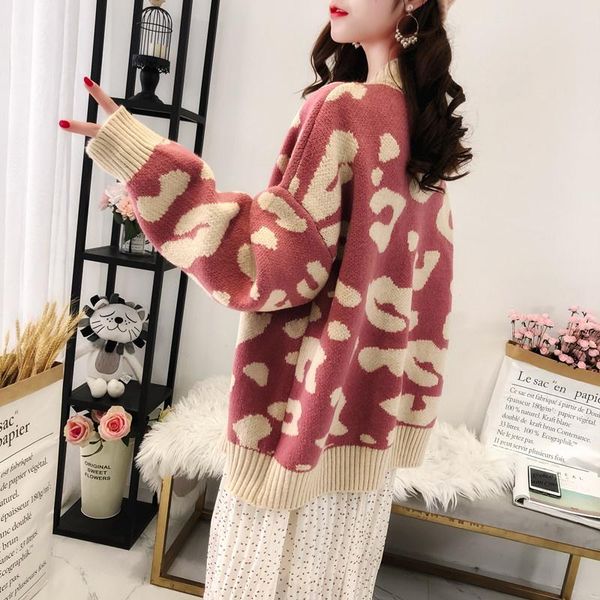 women's knits & tees knitted cardigan casual autumn/winter korean harajuku style leopard print loose knit jacket all-match women wm*, White
women's knits & tees knitted cardigan casual autumn/winter korean harajuku style leopard print loose knit jacket all-match women wm*, White