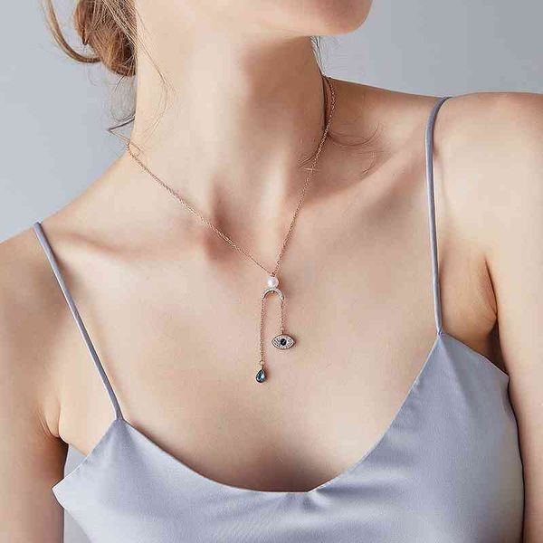 isiya's new titanium steel series water drop blue pendant with small eyes and collarbone chain, Black
isiya's new titanium steel series water drop blue pendant with small eyes and collarbone chain, Black
