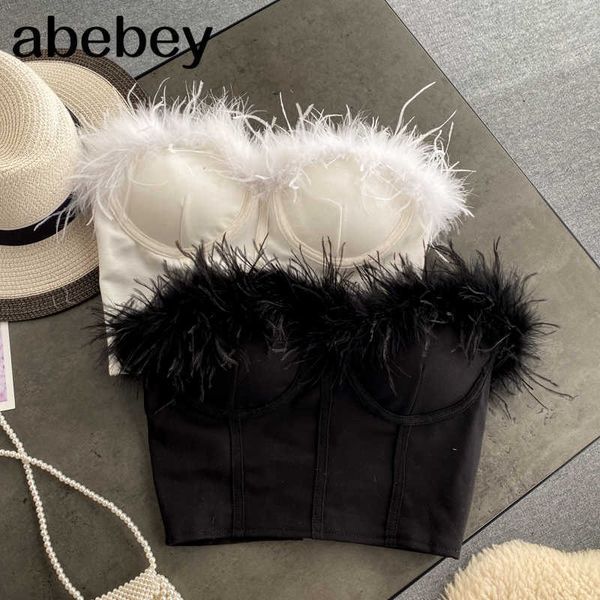 fashion women faux feather strapless bandage white black summer sleeveless slim back zipper club party tube crop 210715
fashion women faux feather strapless bandage white black summer sleeveless slim back zipper club party tube crop 210715