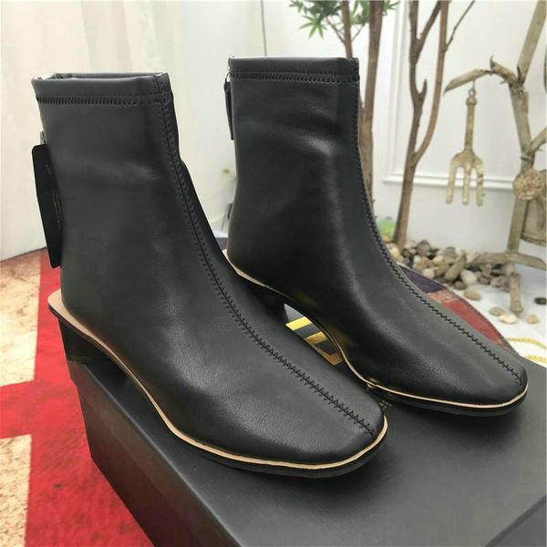 boots women 2021 autumn and winter women's cowhide leather british style square toe ankle short thin, Black
boots women 2021 autumn and winter women's cowhide leather british style square toe ankle short thin, Black