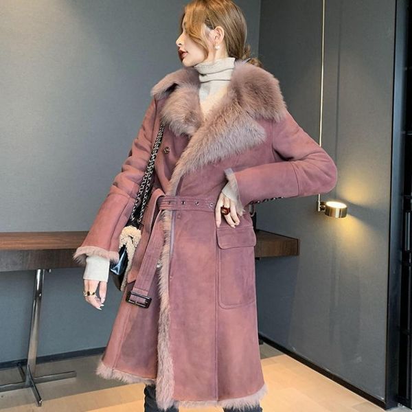 women's leather & faux winter women suede jacket luxury long plus size 5xl fur loose lapel thick warm overcoat plush coats, Black
women's leather & faux winter women suede jacket luxury long plus size 5xl fur loose lapel thick warm overcoat plush coats, Black