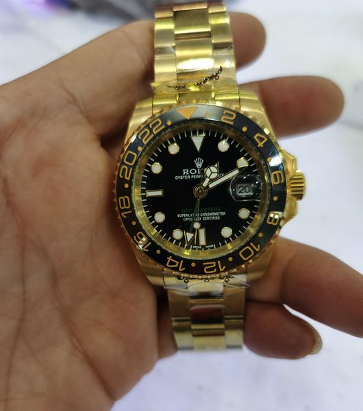 elling wristwatches 40mm ceramic bezel black dial gold gmt 116718 asia 2813 movement automatic blue luminescent mens men's watch watche, Slivery;brown
elling wristwatches 40mm ceramic bezel black dial gold gmt 116718 asia 2813 movement automatic blue luminescent mens men's watch watche, Slivery;brown