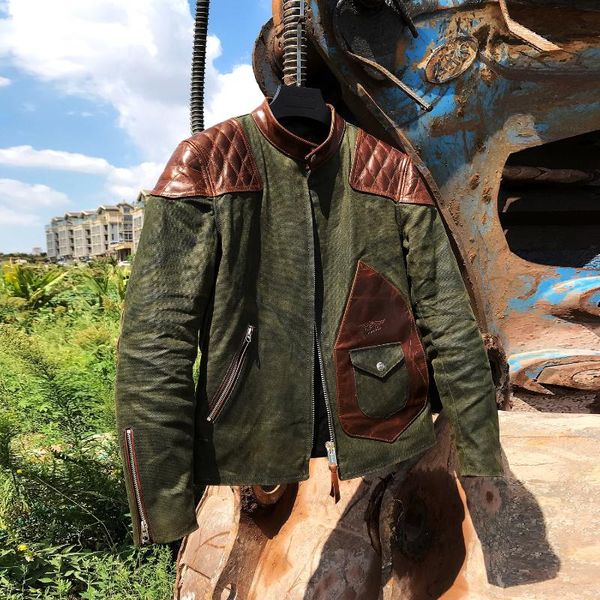men's leather & faux cdj-15 read description asian size genuine cow waterproof 18oz canvas coat cowhide wax aged looking jacket, Black
men's leather & faux cdj-15 read description asian size genuine cow waterproof 18oz canvas coat cowhide wax aged looking jacket, Black