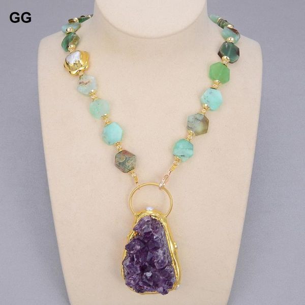 guaiguai jewelry natural green chrysoprase choker necklace purple amethysts cluster pendant for women chains, Silver
guaiguai jewelry natural green chrysoprase choker necklace purple amethysts cluster pendant for women chains, Silver