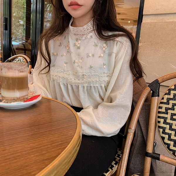 women's t-shirt korean fashion e-girls vintage chic eleganr lace stand collar t-shirts hollow out floral embroidery long sleeve tshirts, White
women's t-shirt korean fashion e-girls vintage chic eleganr lace stand collar t-shirts hollow out floral embroidery long sleeve tshirts, White