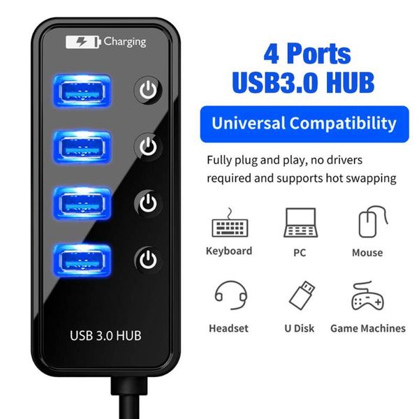hubs high-speed four-port usb hub 3.0 splitter with power adapter, multi-function sd tf card reader for computer
hubs high-speed four-port usb hub 3.0 splitter with power adapter, multi-function sd tf card reader for computer