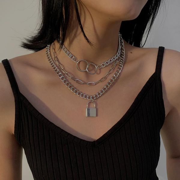 pendant necklaces ae-canfly 3pce/set punk choker colar chain with lock necklace for women layered fashion padlock on neck jewelry, Silver
pendant necklaces ae-canfly 3pce/set punk choker colar chain with lock necklace for women layered fashion padlock on neck jewelry, Silver
