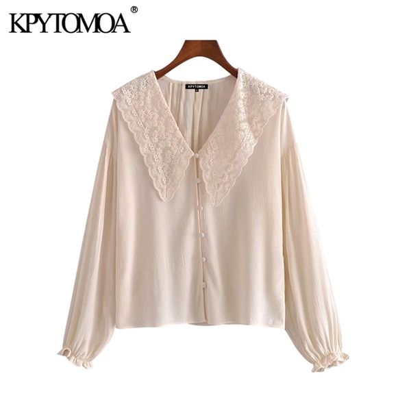 women fashion with embroidered collar loose blouses long sleeve elastic cuffs female shirts chic 210420, White
women fashion with embroidered collar loose blouses long sleeve elastic cuffs female shirts chic 210420, White
