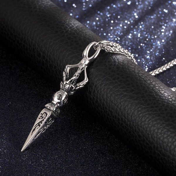 hollow carved necklace stainless steel antique dagger pendant men the tibetan buddhism jewerly woman gift necklaces, Silver
hollow carved necklace stainless steel antique dagger pendant men the tibetan buddhism jewerly woman gift necklaces, Silver