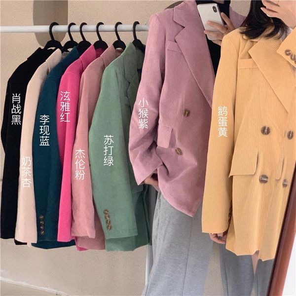 autumn korean 2021 loose medium length double breasted solid color long sleeve corduroy suit coat for women fashion women's suits & bla, White;black
autumn korean 2021 loose medium length double breasted solid color long sleeve corduroy suit coat for women fashion women's suits & bla, White;black