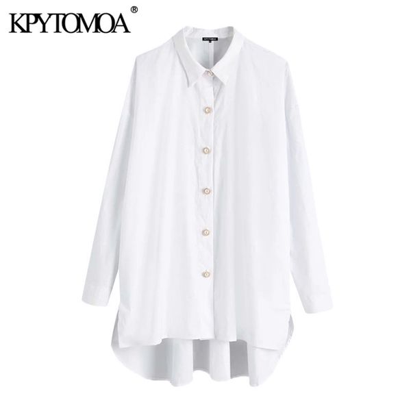 women fashion oversized asymmetry blouses vintage long sleeve button-up female shirts blusas chic 210420, White
women fashion oversized asymmetry blouses vintage long sleeve button-up female shirts blusas chic 210420, White