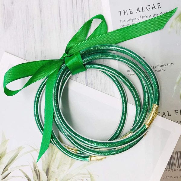 bangle multi-layer silicone plastic shinning green powder glitter jelly bracelet set fashion women friendship bracelets, Black
bangle multi-layer silicone plastic shinning green powder glitter jelly bracelet set fashion women friendship bracelets, Black