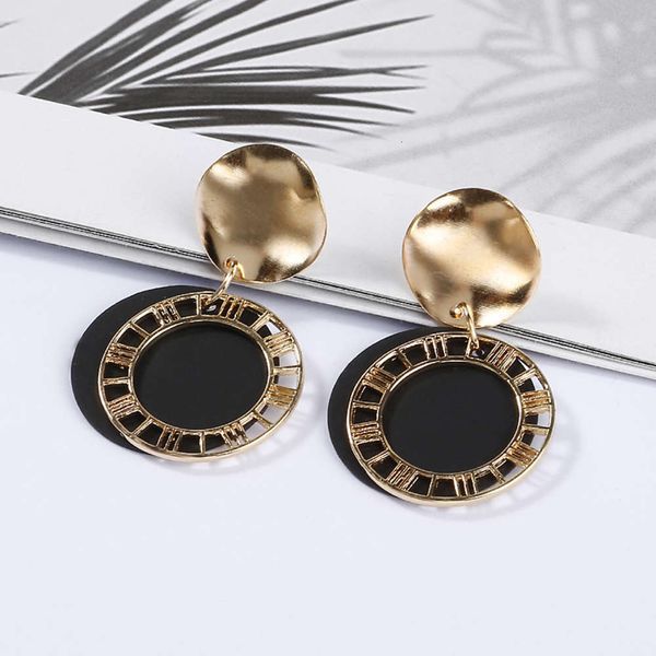 new roman digital creative fashion sequins hollow disc candy earrings for women, Black
new roman digital creative fashion sequins hollow disc candy earrings for women, Black