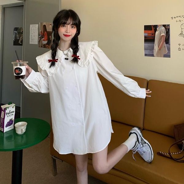 women's blouses & shirts 2021 fashion doll collar blusas feminina vero 4xl plus size camisa loose brief clothing, White
women's blouses & shirts 2021 fashion doll collar blusas feminina vero 4xl plus size camisa loose brief clothing, White