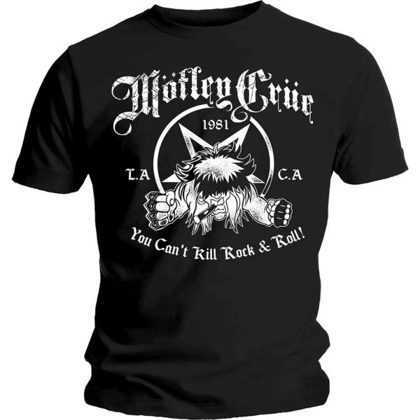 official motley crue t shirt you can't kill rock & roll black classic metal band, White;black
official motley crue t shirt you can't kill rock & roll black classic metal band, White;black