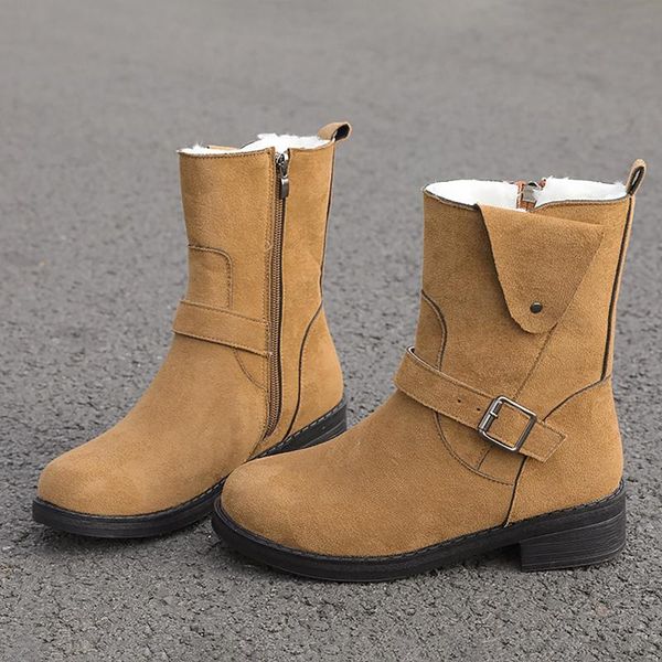 boots fashion women's winter with buckle casual round toe side zip rubber shoes outwear solid color women bottes, Black
boots fashion women's winter with buckle casual round toe side zip rubber shoes outwear solid color women bottes, Black