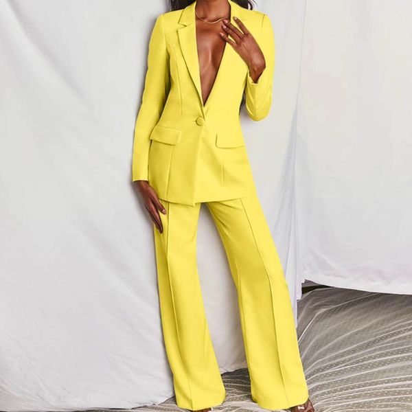 suit women's two piece pants, White