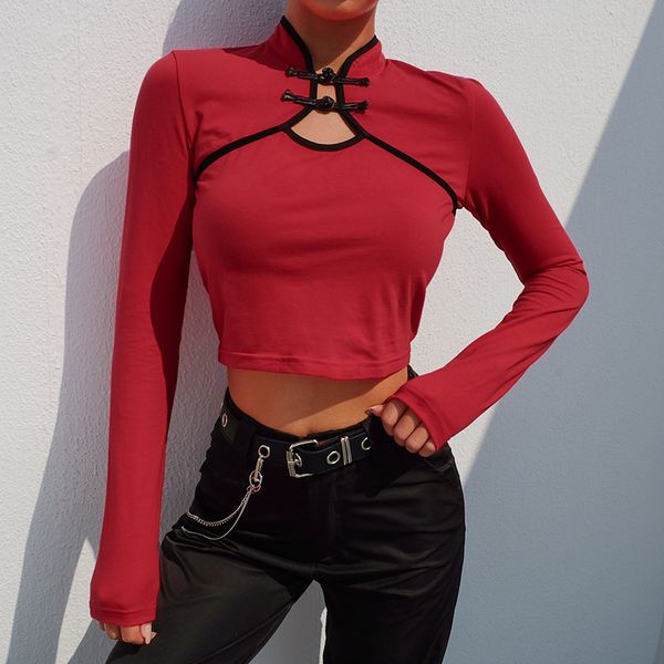 y2k chinese style cheongsam buckle retro t shirt long sleeve stand collar hollow out tight street hipster summer short 210515, White
y2k chinese style cheongsam buckle retro t shirt long sleeve stand collar hollow out tight street hipster summer short 210515, White
