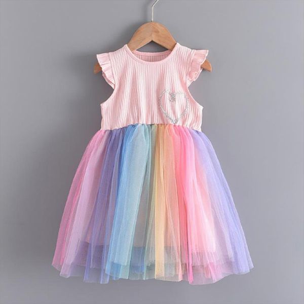 2 7y princess kids girl dresses girls summer ruffles sleeve rainbow lace patchwork tutu, Red;yellow
2 7y princess kids girl dresses girls summer ruffles sleeve rainbow lace patchwork tutu, Red;yellow