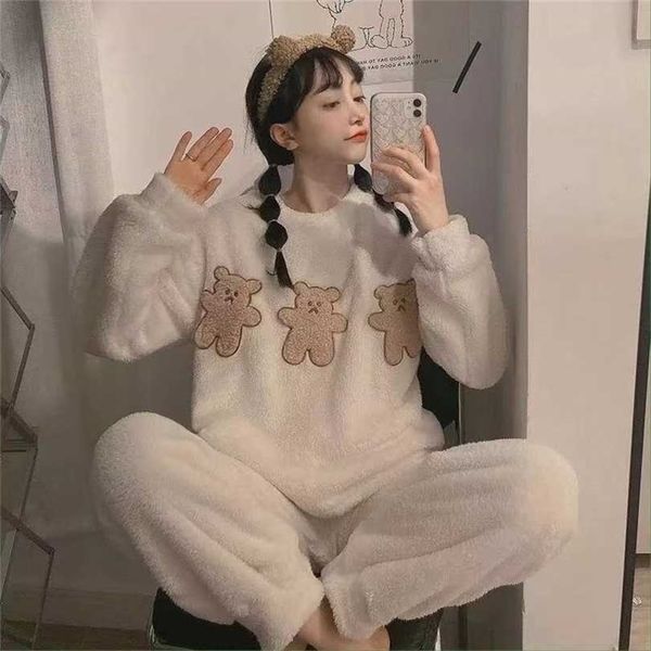 winter flannel pajamas long-sleeved thick warm pyjamas coral fleece cartoon home service 2-piece suit women's 211116, Black;red
winter flannel pajamas long-sleeved thick warm pyjamas coral fleece cartoon home service 2-piece suit women's 211116, Black;red