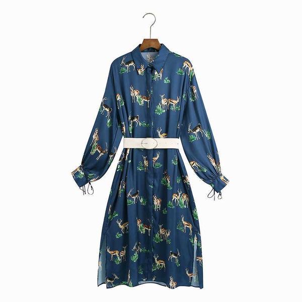 women satin dress with belt spring fashion long sleeve animal deer prints modern lady vestido 210602, Black;gray
women satin dress with belt spring fashion long sleeve animal deer prints modern lady vestido 210602, Black;gray